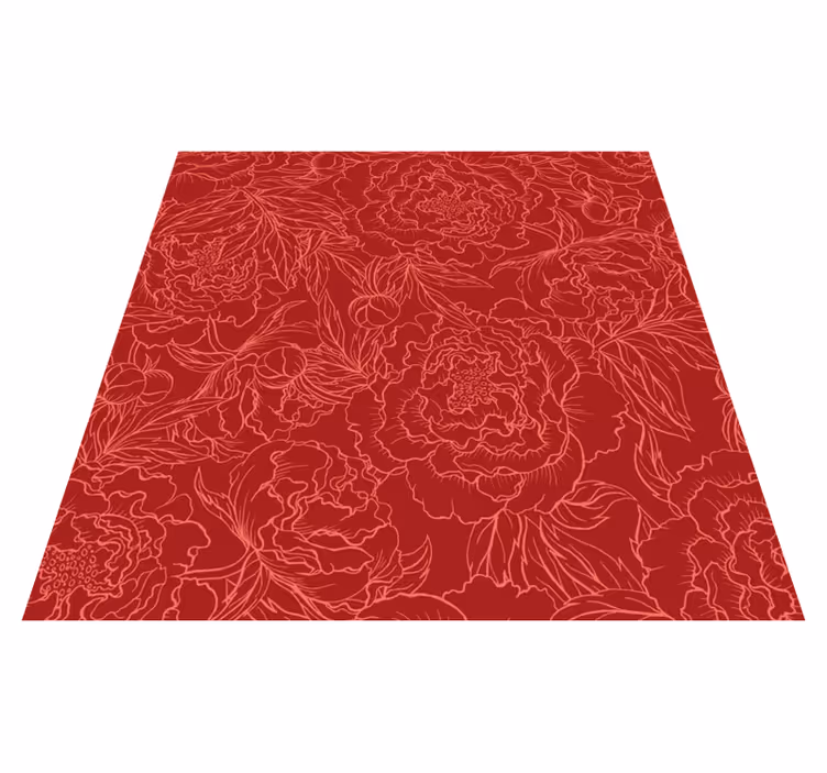 Floral Red Pattern flower rug - TenStickers