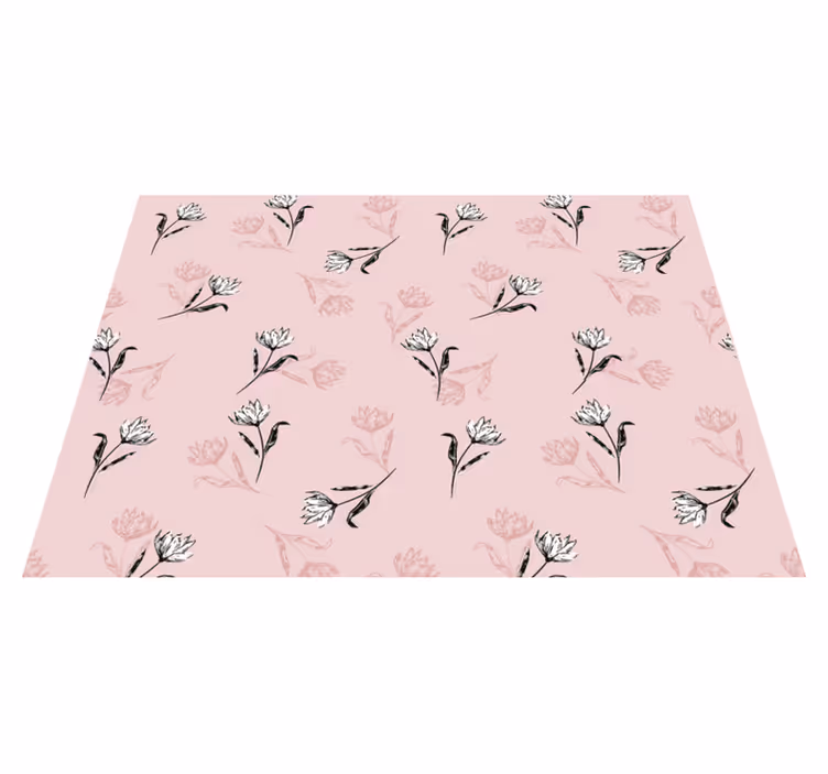 Floral Pink Background flower rug - TenStickers
