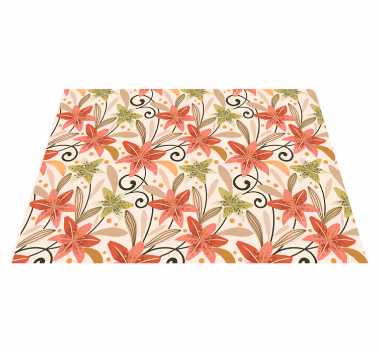 Floral Swirl Pattern flower rug - TenStickers