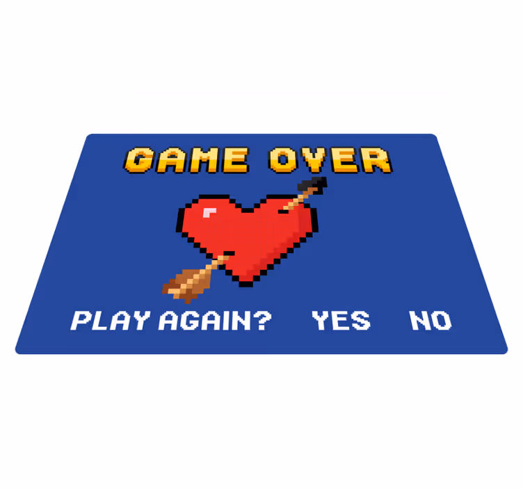 Pixelated Heart Game Over quote rug - TenStickers