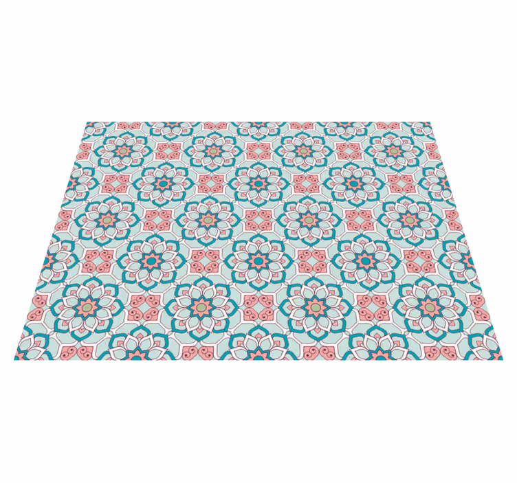 Tile Effect Pattern Overlay floral rug - TenStickers