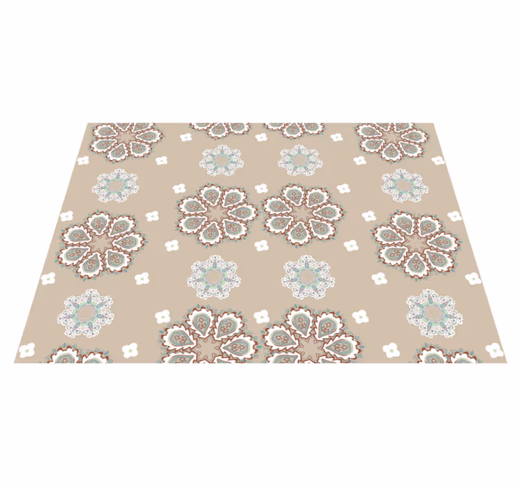 Mosaic Floral Elegant Pattern beige rug - TenStickers
