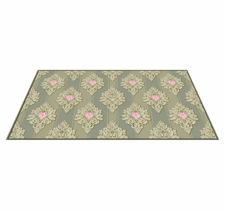 French green vintage pattern rug - TenStickers