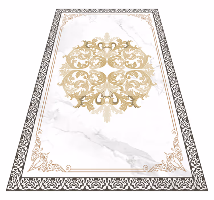 Elegant Gold Flourish marble rug - TenStickers