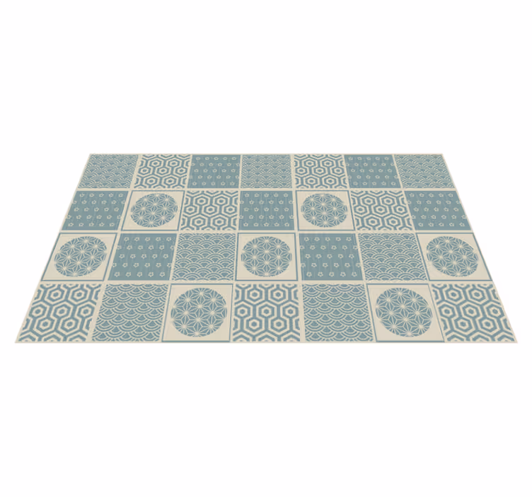 Geometric patterned blocks tile carpet - TenStickers