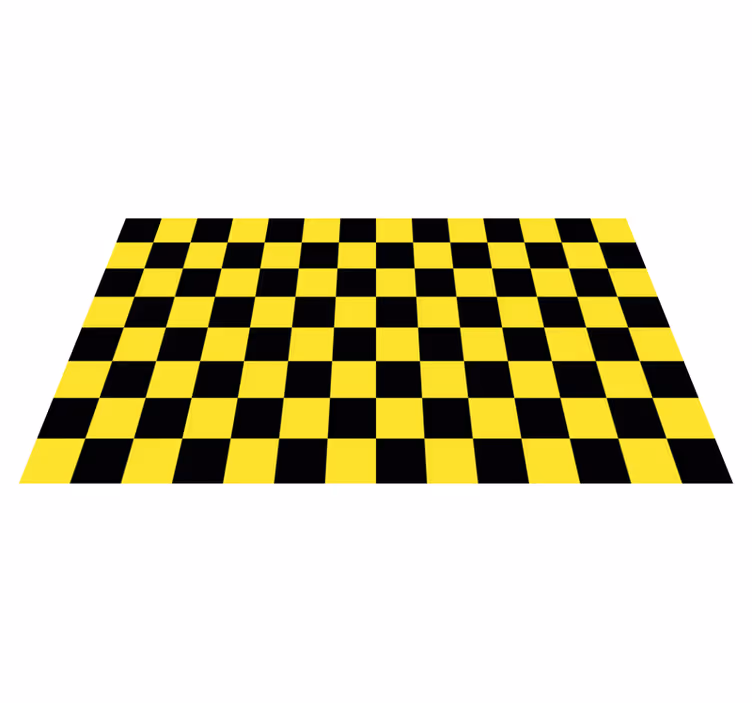 Yellow and black chess board geometric rug - TenStickers