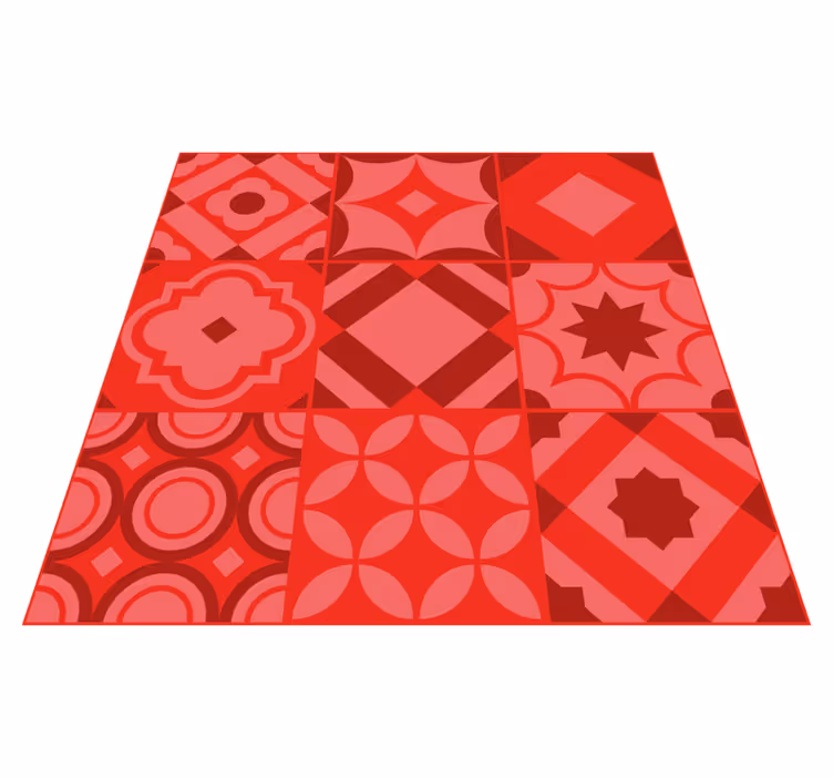 Red tiles  kitchen floor mat - TenStickers