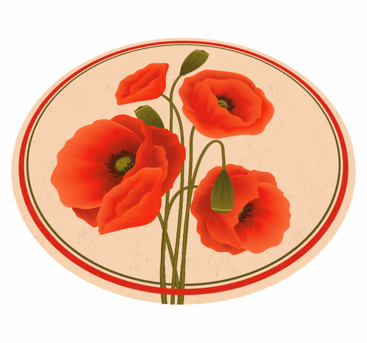 Red poppies floral  vinyl floor rug - TenStickers