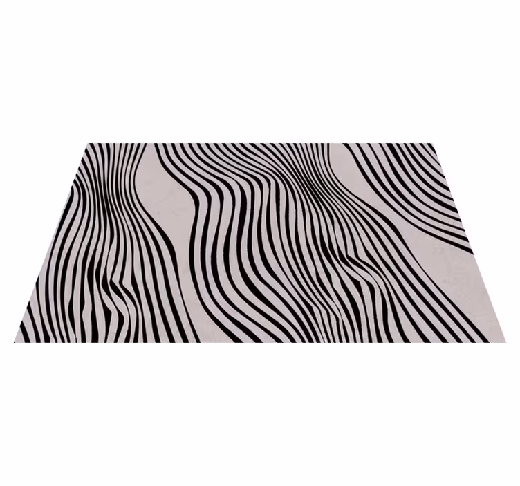 Black abstract lines neutral background dining room rug - TenStickers