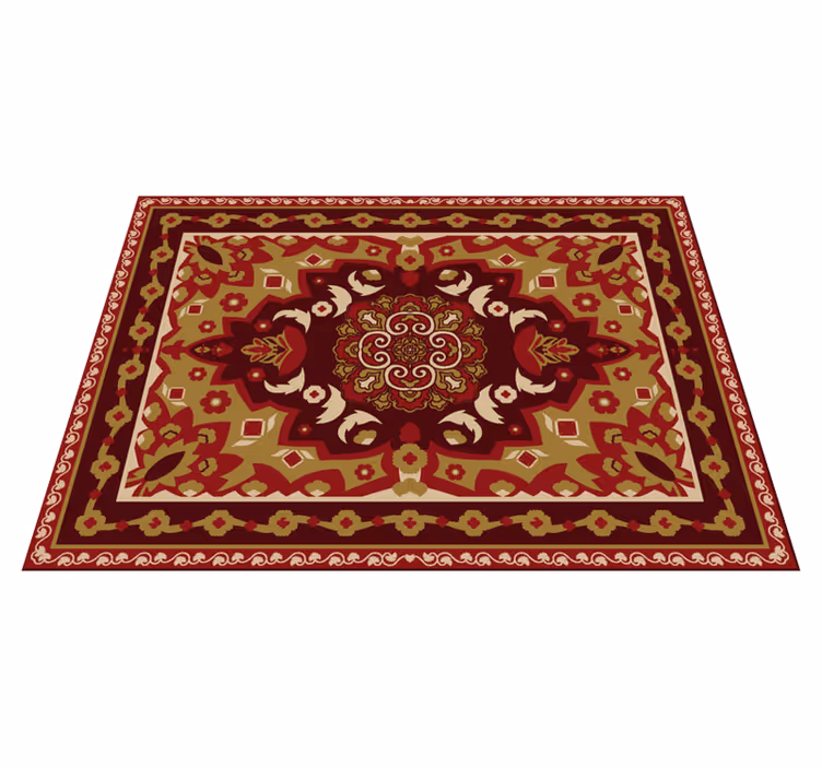 Floral geometric vintage design dining room rug - TenStickers