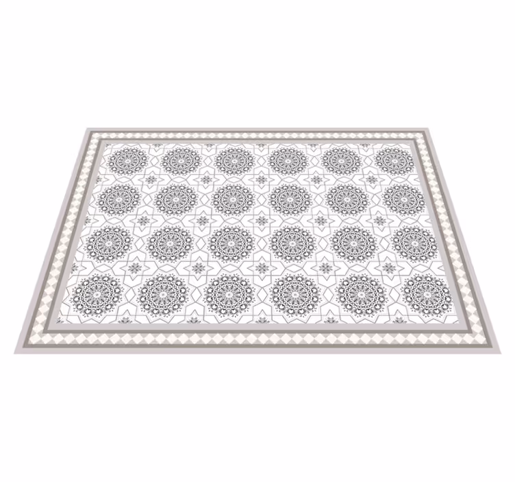 Moroccan light grey design dining room rug - TenStickers
