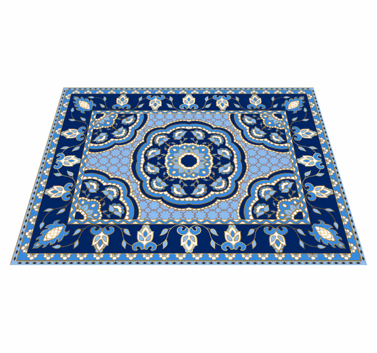 Oriental blue design dining room rug - TenStickers