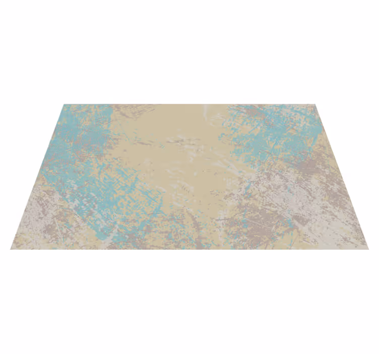 Yellow & Blue abstract design dining room rug - TenStickers