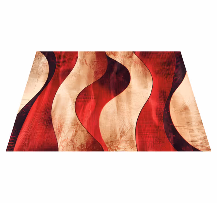 Modern waves pattern red rug - TenStickers