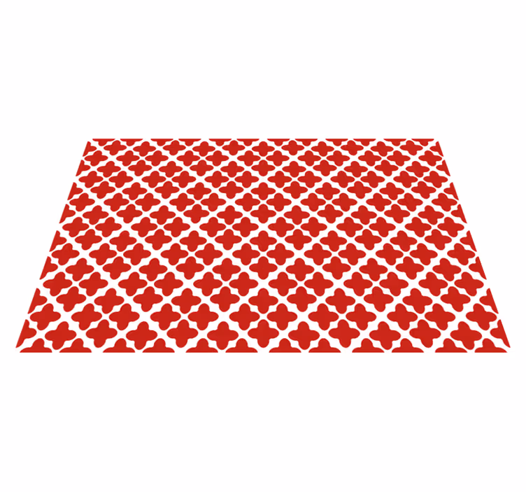 White geometric pattern red rug - TenStickers