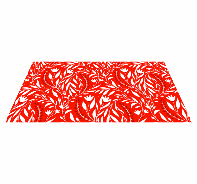 Floral leaf design red rug - TenStickers