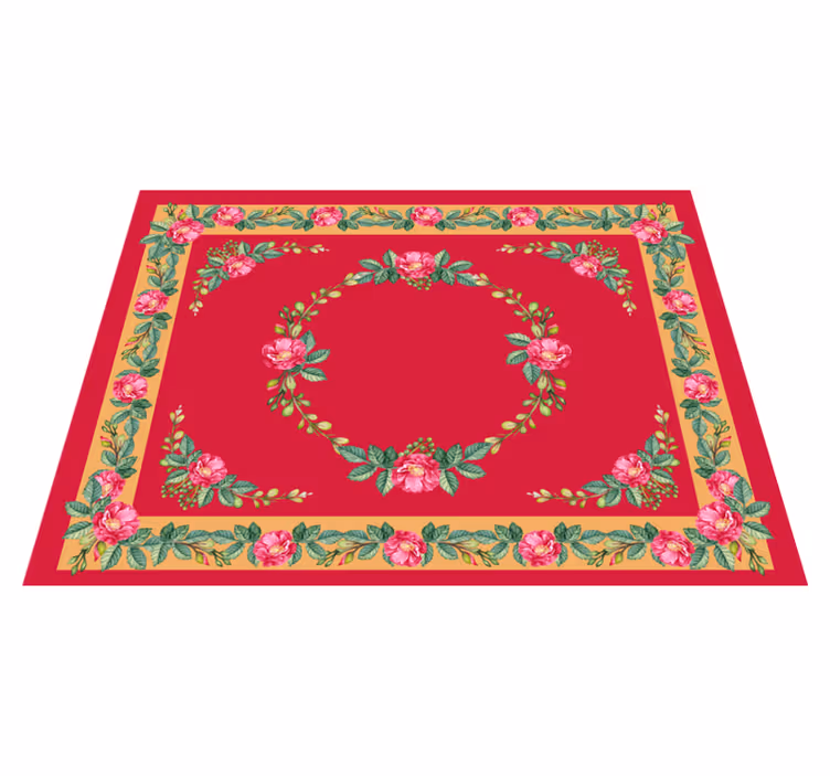 Vintage floral pattern red rug - TenStickers