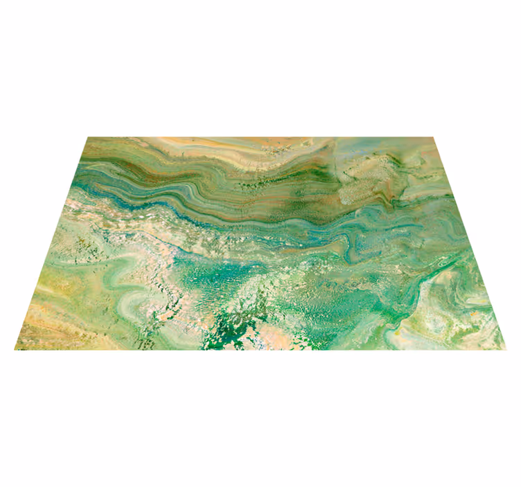 Green & beige colors marble rug - TenStickers