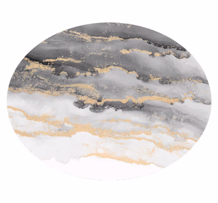 Grey with golden details marble rug - TenStickers