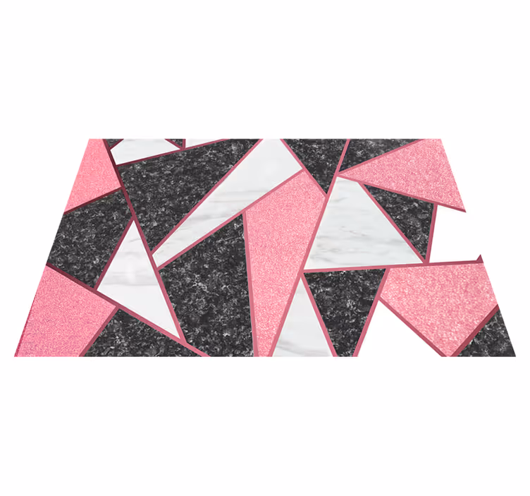 Pink & grey geometric shapes marble rug - TenStickers