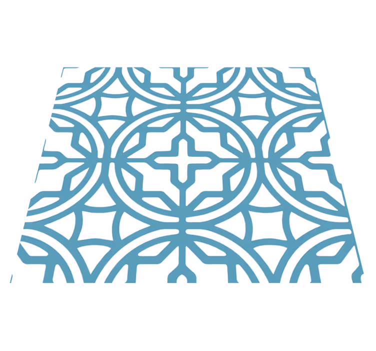 Geometric turquoise pattern blue rug - TenStickers