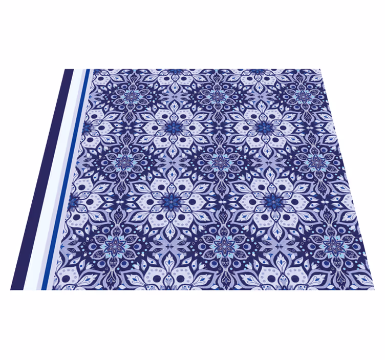 Vintage floral design blue rug - TenStickers