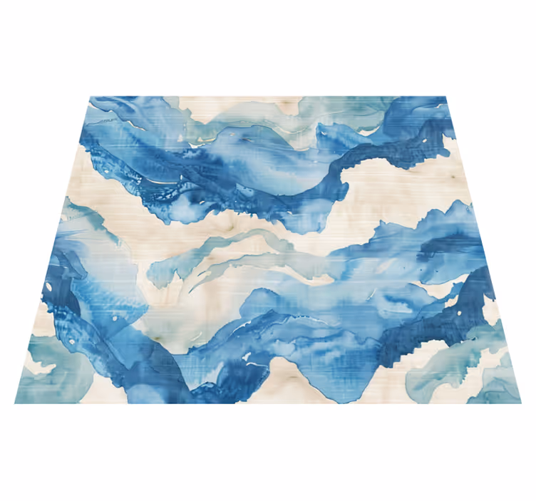 Marble effect waves blue rug - TenStickers