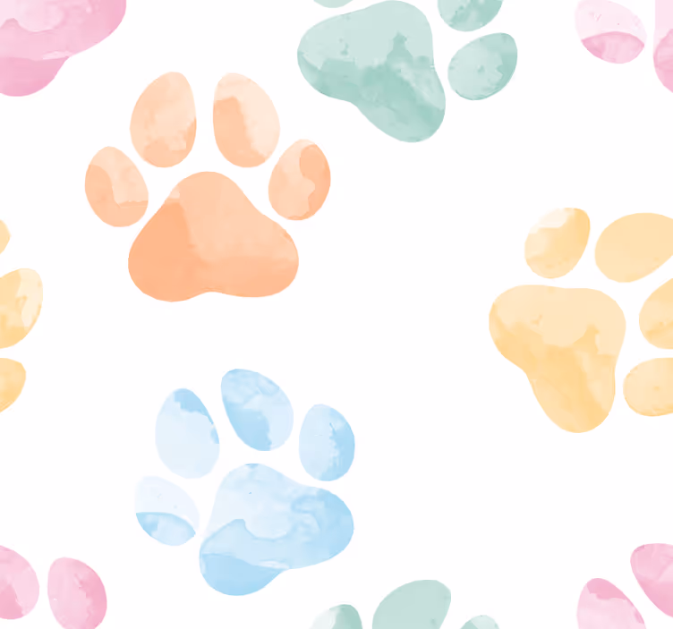 Pastel Paw Prints dogs wallpaper - TenStickers