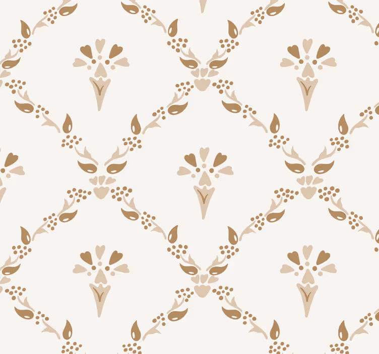 hexagonal floral pattern beige Wallpaper - TenStickers