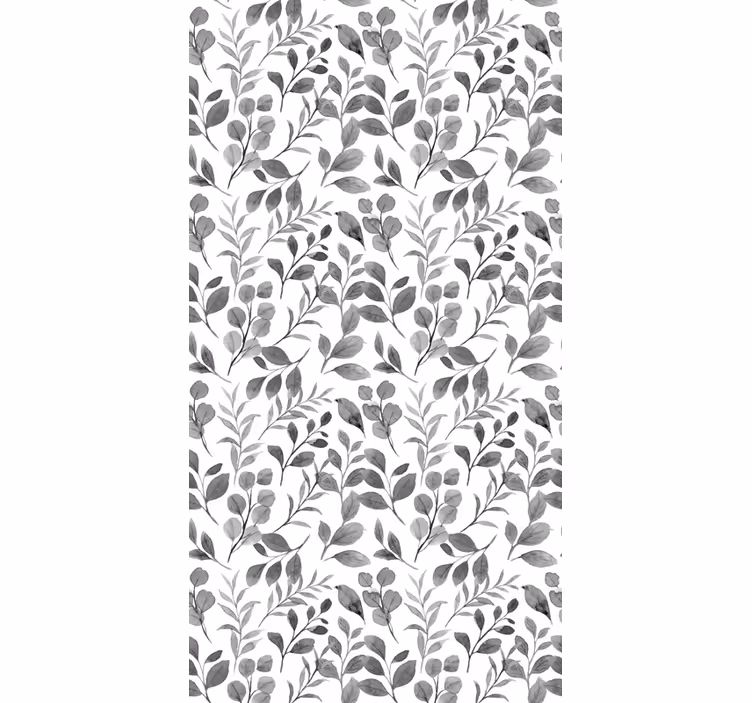 Grey pattern on white background leaf wallpaper - TenStickers