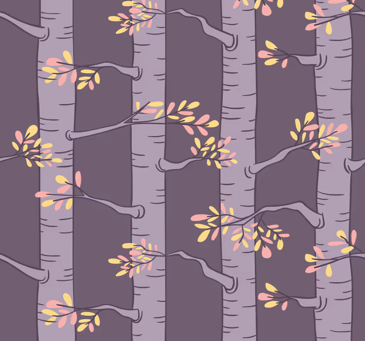 Stylised purple pattern tree wallpaper - TenStickers
