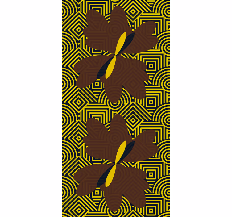 Yellow and brown pattern ornamental flower wallpaper - TenStickers