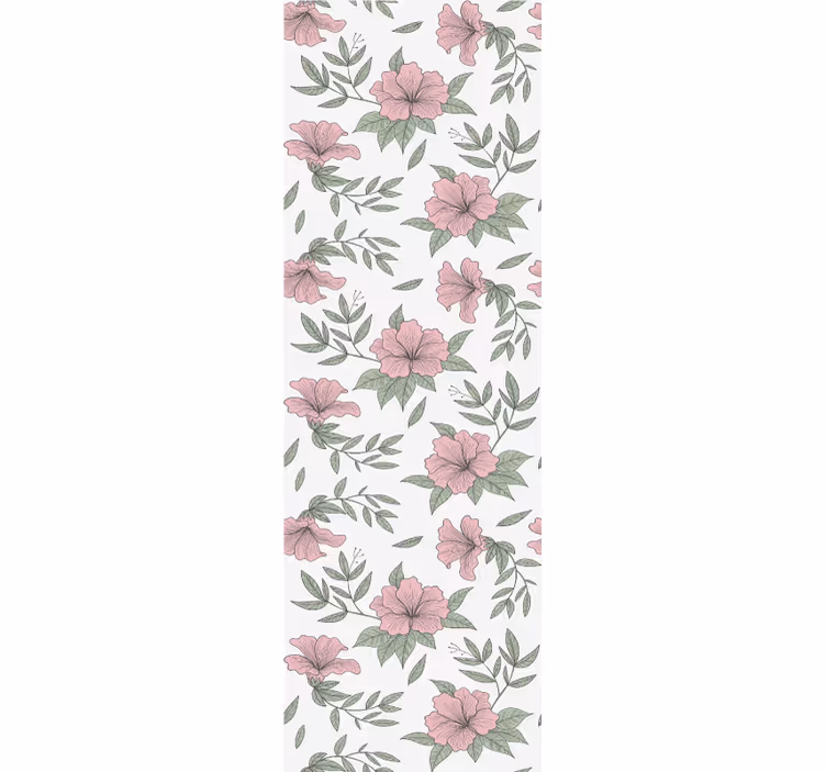 Pink floral motif dining room wallpaper - TenStickers