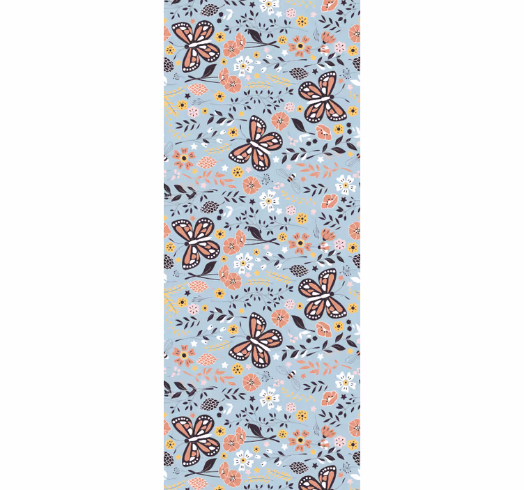 Charming Floral Motifs butterfly wallpaper - TenStickers