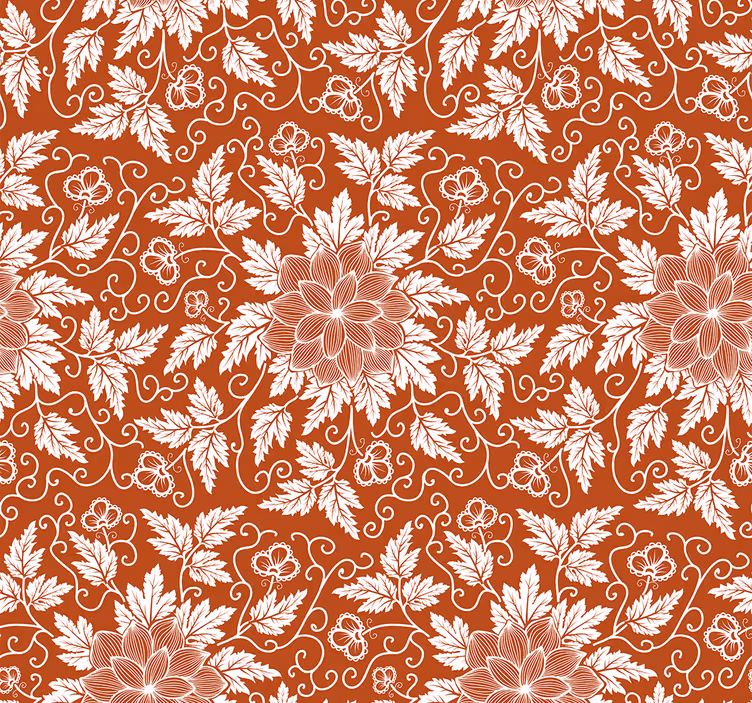 Charming beige display ornamental flower wallpaper - TenStickers