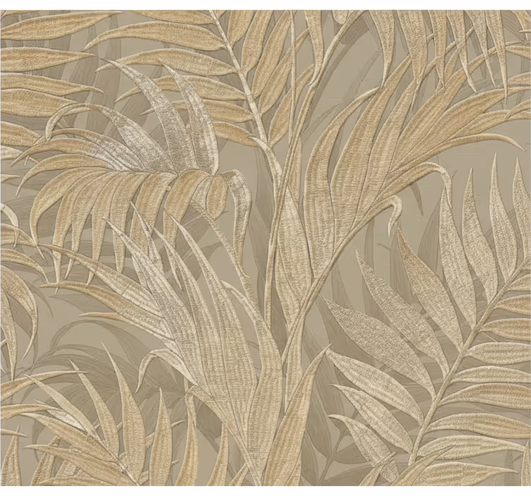 Leaf wallpaper in beige palm texture - TenStickers