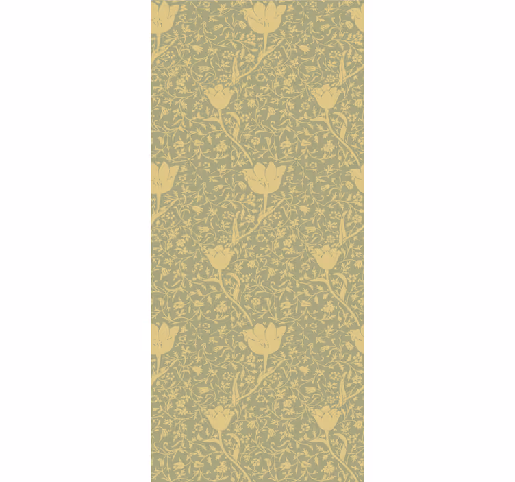 Nature wallpaper with a subtle gold and green floral pattern - TenStickers