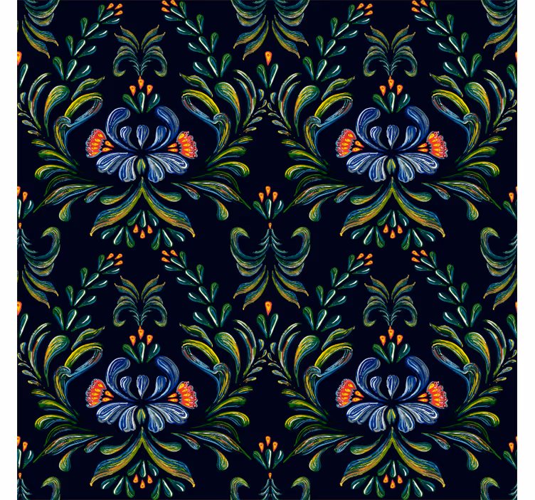 Ornamental wallpaper in vibrant folk designs - TenStickers