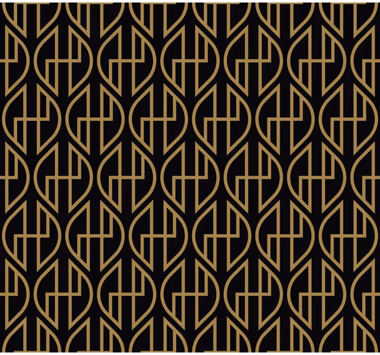 Living room wallpaper black and gold lines - TenStickers