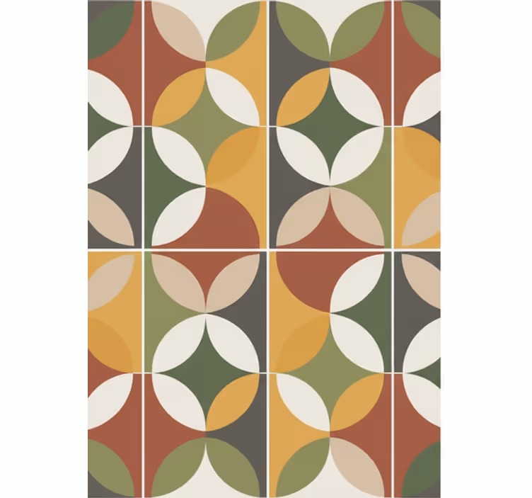 Living room wallpaper abstract geometric earthtones - TenStickers