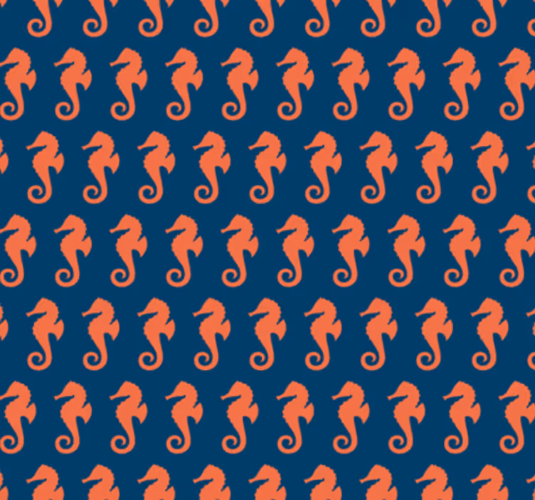 Bedroom wallpaper orange sea horse pattern design - TenStickers