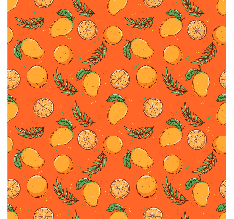 Ornamental wallpaper citrus patterned cover - TenStickers