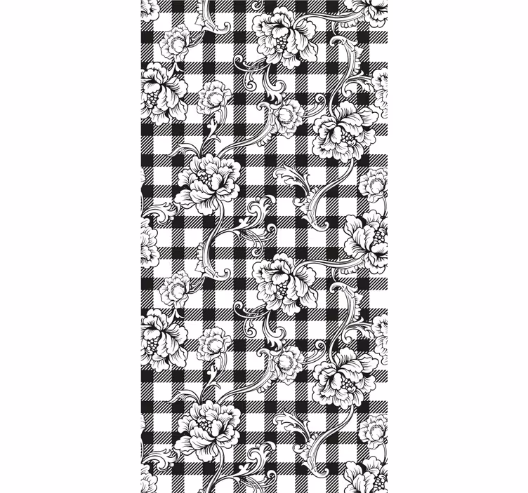 Ornamental wallpaper floral check design - TenStickers