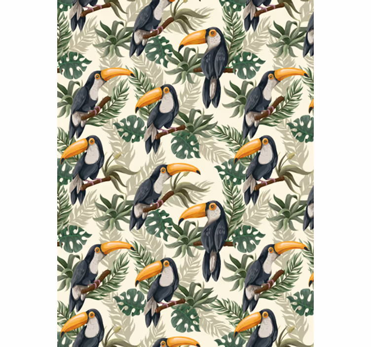 Jungle wallpaper with vibrant toucans design - TenStickers