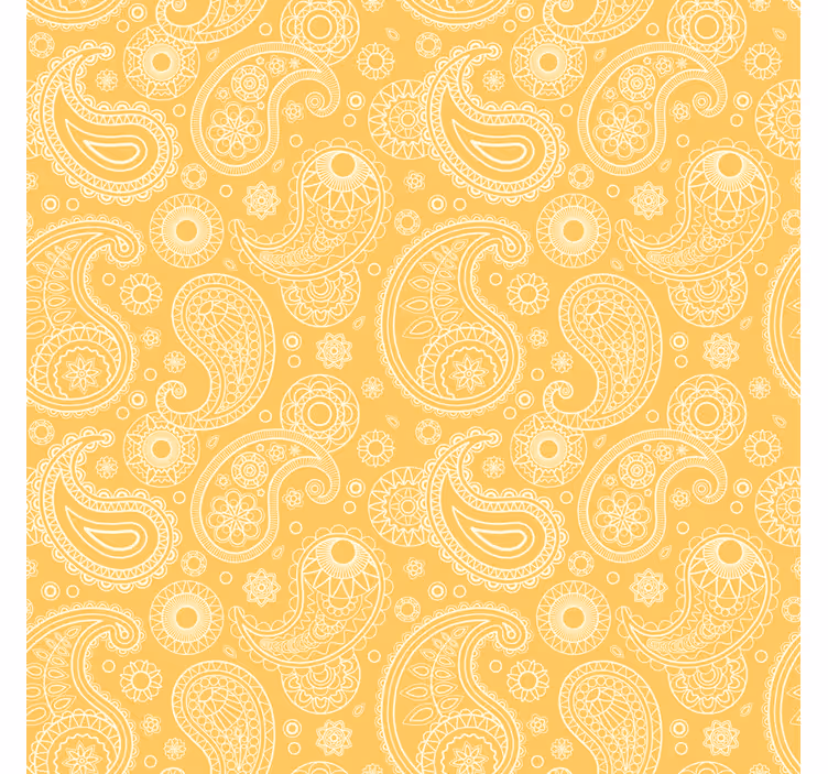 Living room wallpaper in arabic yellow paisley - TenStickers