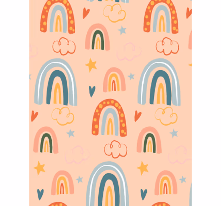 Kids wallpaper pastel simple rainbows - TenStickers
