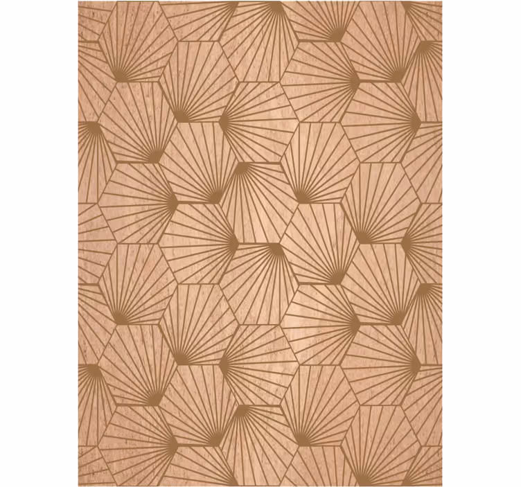 Living room wallpaper brown hexagon lines - TenStickers