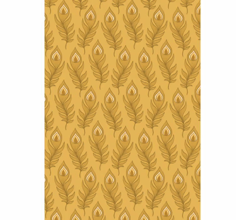 Animal wallpaper featuring blue floral turkey and gold flowers - TenStickers