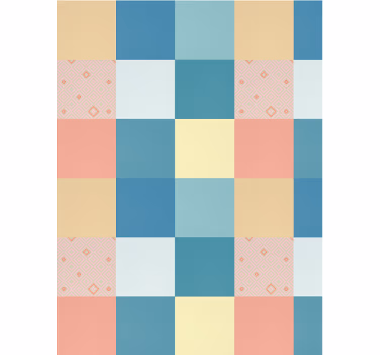Dining room wallpaper in colorful retro patchwork - TenStickers