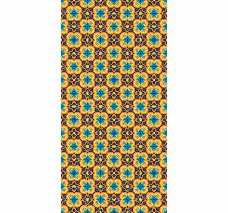 Textured wallpaper yellow and blue boho pattern - TenStickers